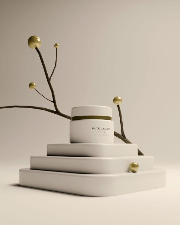 Minimal cream jar on a sculptural plinth